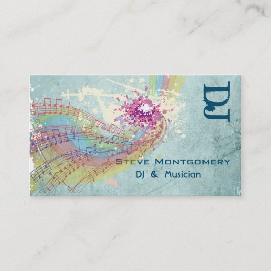 Carte De Visite Style rétro Dj et musicien (Devant)