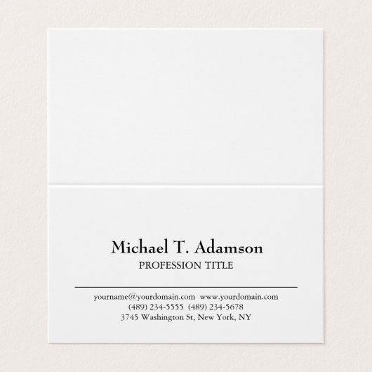 Carte De Visite Style rétro Élégant Plaque blanche simple (Extérieur déplié)