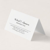 Carte De Visite Style rétro Élégant Plaque blanche simple (Devant)