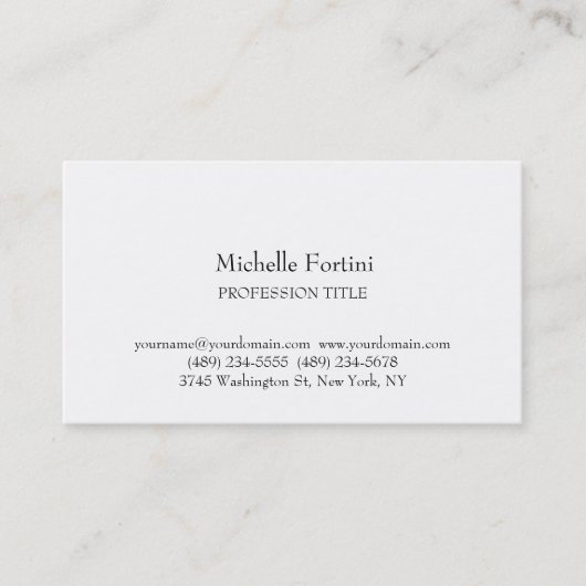 Carte De Visite Style Rétro Élégant Plaque Simple Blanc Minimalist (Devant)