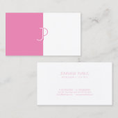 Carte De Visite Style rose blanc Monogramme Modèle tendance (Devant / Derrière)