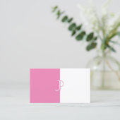 Carte De Visite Style rose blanc Monogramme Modèle tendance (Debout devant)