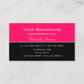Carte De Visite Style rose et noir avec Monogram Professional (Dos)
