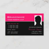 Carte De Visite Style rose et noir avec professionnel photo (Dos)
