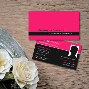 Carte De Visite Style rose et noir avec professionnel photo