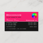 Carte De Visite Style rose et noir chic avec logo professionnel (Dos)