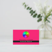 Carte De Visite Style rose et noir chic avec logo professionnel (Debout devant)
