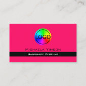 Carte De Visite Style rose et noir chic avec logo professionnel (Devant)