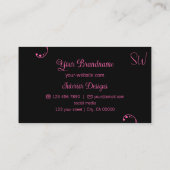 Carte De Visite Style rose et noir chic Ornate avec Monogramme (Dos)