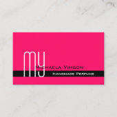 Carte De Visite Style rose noir avec Monogramme et Photo Classic (Devant)