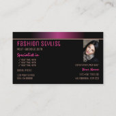 Carte De Visite Style rose noir moderne avec logo et photo (Dos)