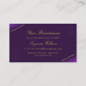 Carte De Visite Style Royal violet avec bordure or et monogramme (Dos)
