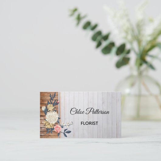 Carte De Visite Style rustique floral (Debout devant)