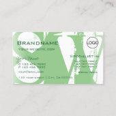 Carte De Visite Style Sage Vert Blanc avec logo et monogramme (Dos)