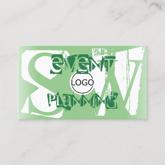 Carte De Visite Style Sage Vert Blanc avec logo et monogramme (Devant)