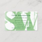 Carte De Visite Style Sage vert et blanc avec Monogramme Moderne (Dos)