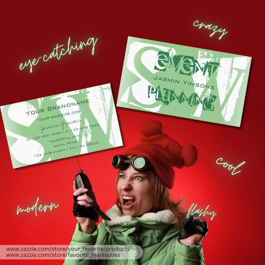 Carte De Visite Style Sage vert et blanc avec Monogramme Moderne