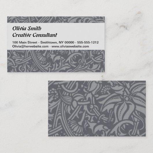 Carte De Visite Style Scottish Thistle Knot William Morris (Devant / Derrière)