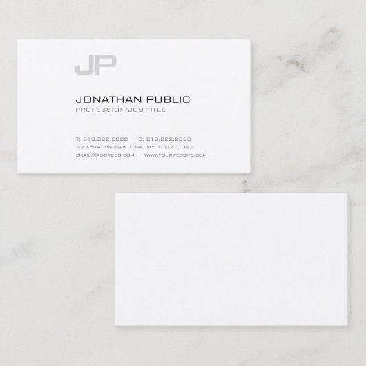 Carte De Visite Style simple moderne design chic Monogramme (Devant / Derrière)