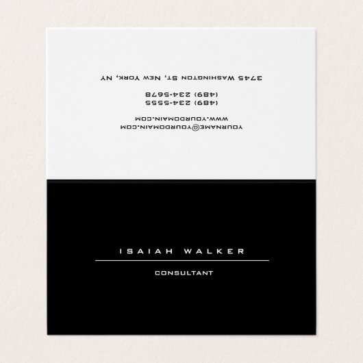 Carte De Visite Style simple unique spécial noir et blanc (Extérieur déplié)