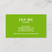 Carte De Visite Style tendance Gras Vert Typographie unique (Dos)
