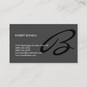Carte De Visite Stylé tendance gris noir Monogramme