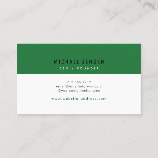 Carte De Visite Style tendance Pine vert moderne minimal (Dos)