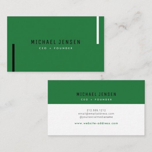 Carte De Visite Style tendance Pine vert moderne minimal (Devant / Derrière)