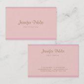 Carte De Visite Style tendance Pink Gold Hand Script Moderne éléga (Devant / Derrière)