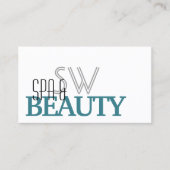 Carte De Visite Style Turquoise classique blanc avec monogramme et (Devant)