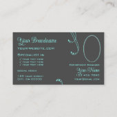 Carte De Visite Style Turquoise gris chic Ornate avec logo et phot (Dos)