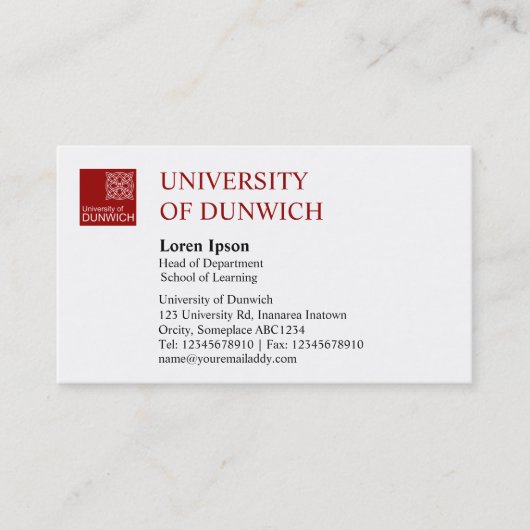 Carte De Visite Style universitaire - Maroon (Devant)
