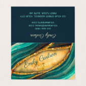 Carte De Visite Style vert émeraude marbre art faux or parties sci (Extérieur déplié)