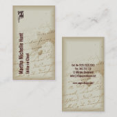 Carte De Visite Style vintage d'auteur d'auteur rustique (Devant / Derrière)