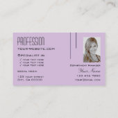 Carte De Visite Style violet Lilac Chic avec professionnel photo (Dos)