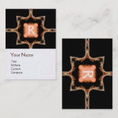 Carte De Visite STYLISÉ CARRÉ MONOGRAM rouge brun blanc, noir (Devant / Derrière)