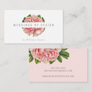 Carte De Visite STYLISÉ ROSE PEONY LOGO fleurs florales modernes