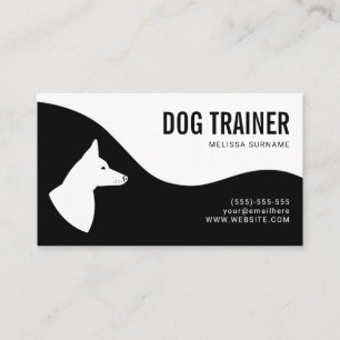 Carte De Visite Stylish Black & White Dog Silhouette Dog Trainer