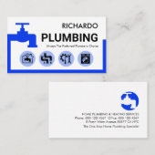 Carte De Visite Stylish Blue Leaking Faucet Frame (Devant / Derrière)