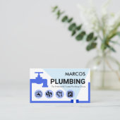 Carte De Visite Stylish Blue Leaking Faucet Pipe (Debout devant)