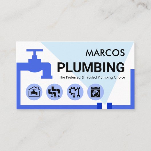 Carte De Visite Stylish Blue Leaking Faucet Pipe (Devant)