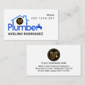 Carte De Visite Stylish Blue Plumber Pipes Home Frame (Devant / Derrière)