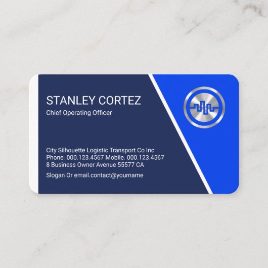 Carte De Visite Stylish Blue Trapezium Layers Business Owner (Devant)