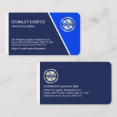 Carte De Visite Stylish Blue Trapezium Layers Business Owner (Devant / Derrière)