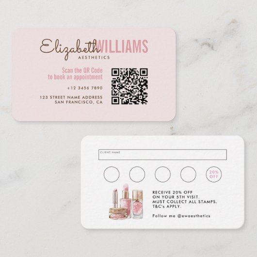 Carte De Visite Stylish Blush Rose Beauté Esthétique Loyauté & (Devant / Derrière)