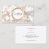 Carte De Visite Stylish Bokeh et Rose Gold Sequin Nail Salon (Devant / Derrière)