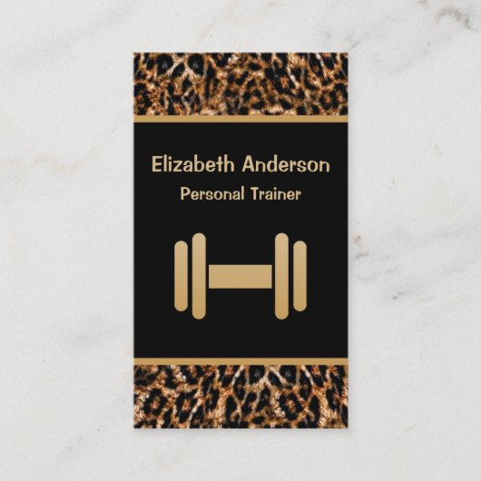 Carte De Visite Stylish Brown Empreinte de léopard Personal Traine (Devant)