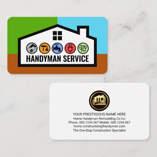 Carte De Visite Stylish Building Frame With Handyman Tools (Devant / Derrière)