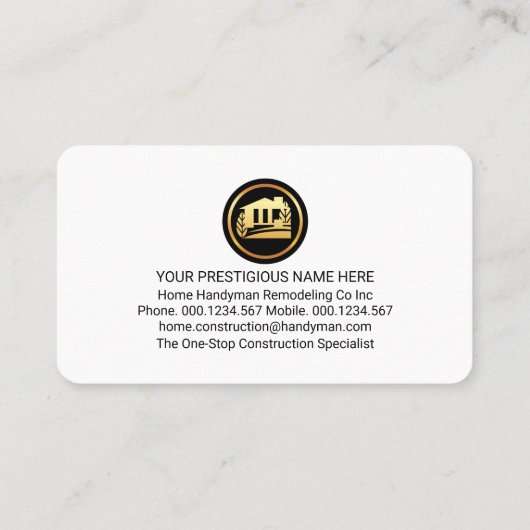 Carte De Visite Stylish Building Frame With Handyman Tools (Dos)
