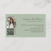 Carte De Visite Stylish Chic Elegant Arch Photos Monogram QR Code (Dos)